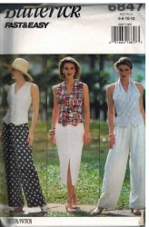 6847 EZ SLVLSS HALTER OR NOT SHAPED TOP, BOTTOMS PATTERN 6-14